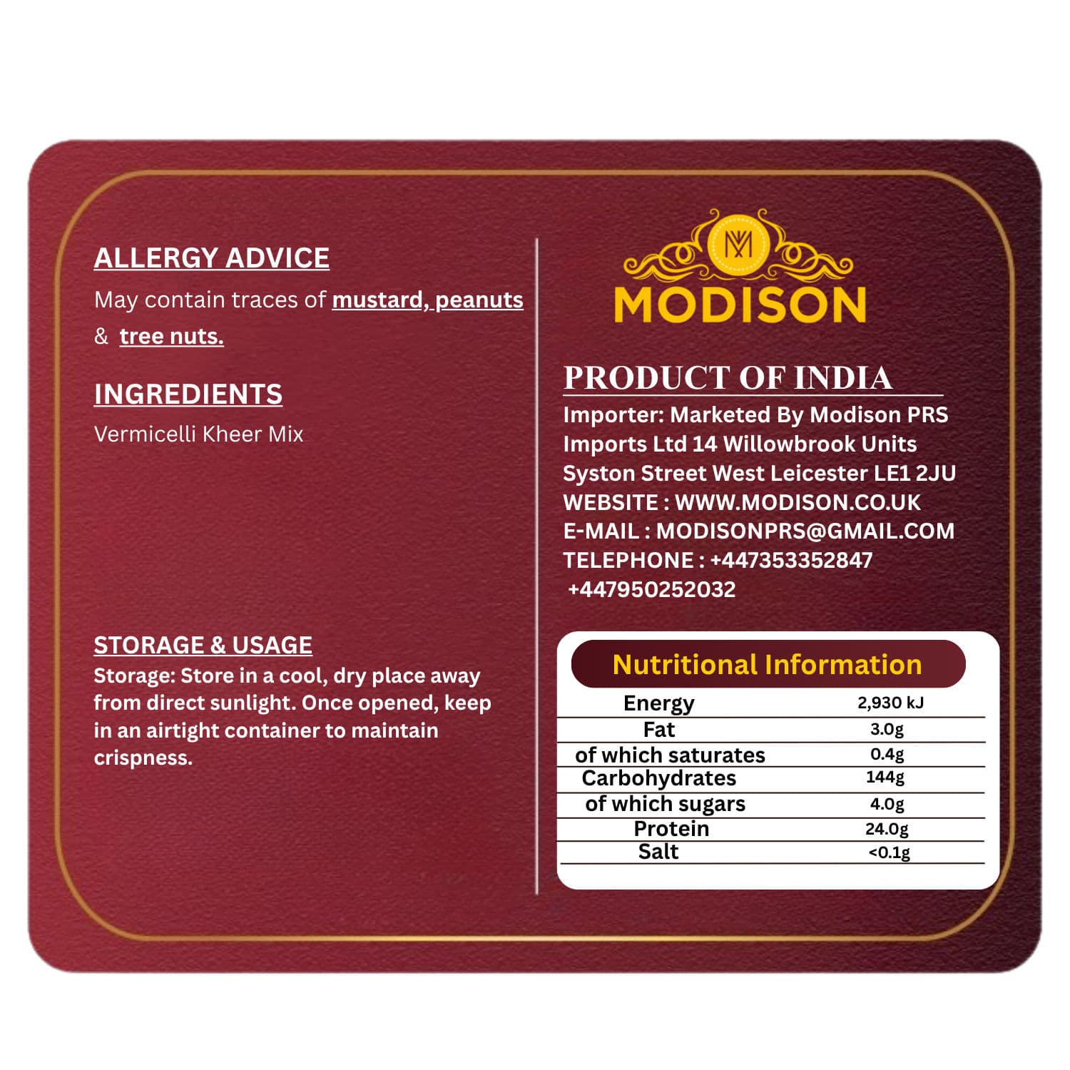MODISON Vermicelli Kheer Mix Instant Payasam Dessert Mix 100g product image 9