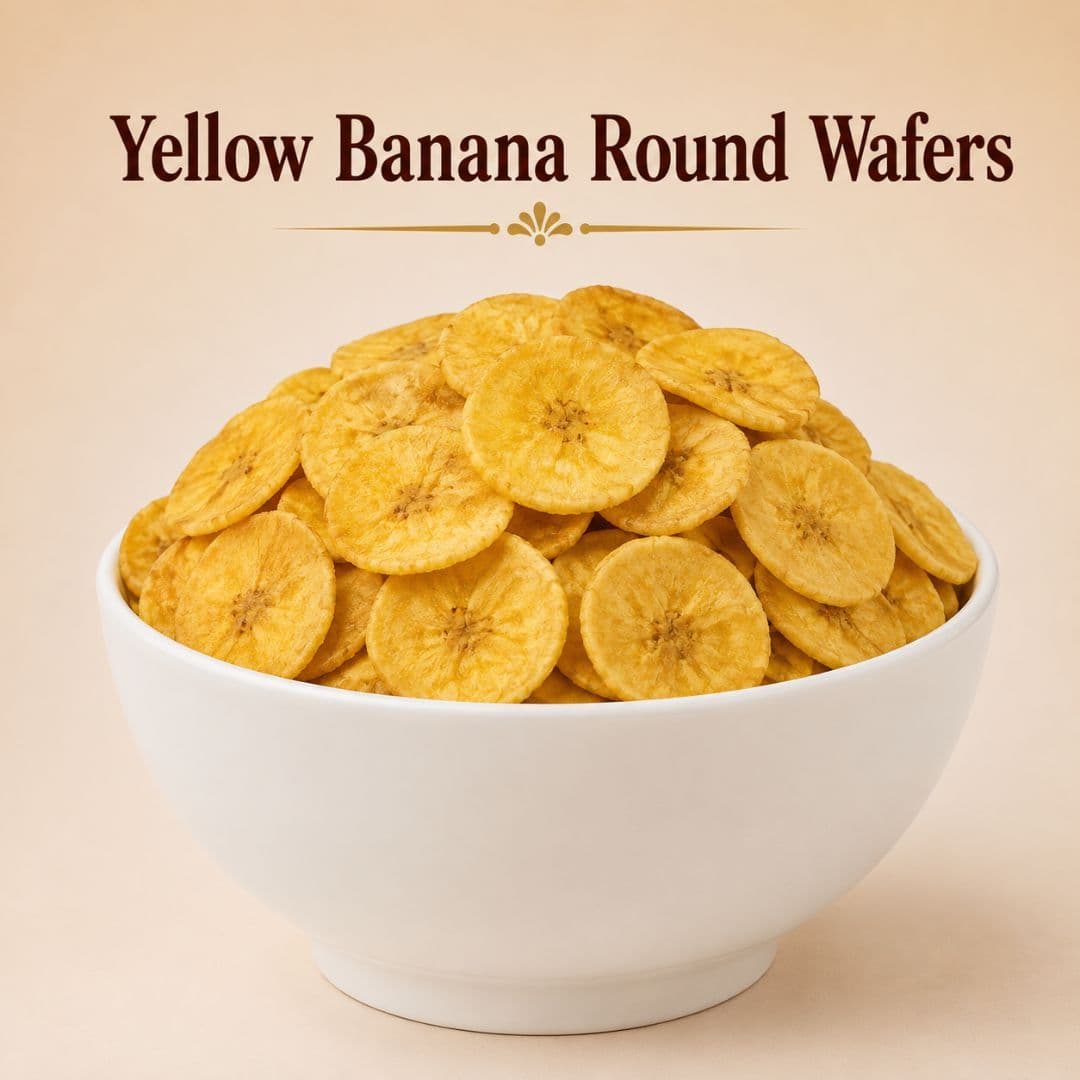 MODISON YELLOW BANANA ROUND WAFERS INDIAN SNACKS CRISPY CHIPS