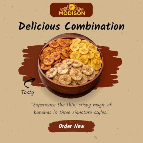 MODISON Banana Wafers Combo Indian Snacks Crispy Chips 540g product image 5