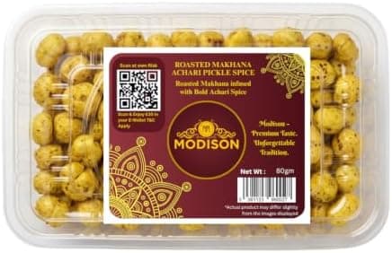 MODISON Roasted Makhana Healthy Snacks Achari Pickle Spice 80g product image 1