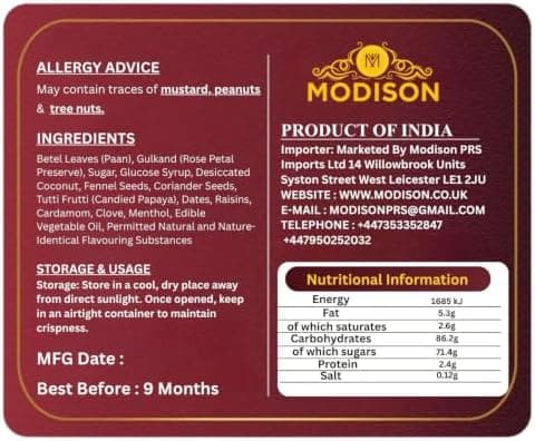 MODISON Thanda Meetha Paan Indian Mouth Freshener Cooling 100g product image 2