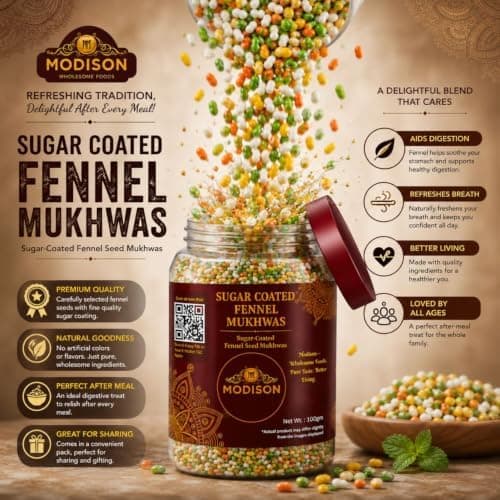 MODISON Sugar Coated Fennel Indian Mouth Freshener Saunf 100g product image 4