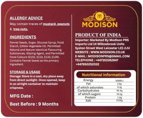 MODISON Sugar Coated Fennel Indian Mouth Freshener Saunf 100g product image 2