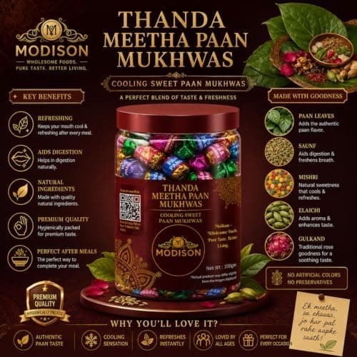 MODISON Thanda Meetha Paan Indian Mouth Freshener Cooling 100g product image 3