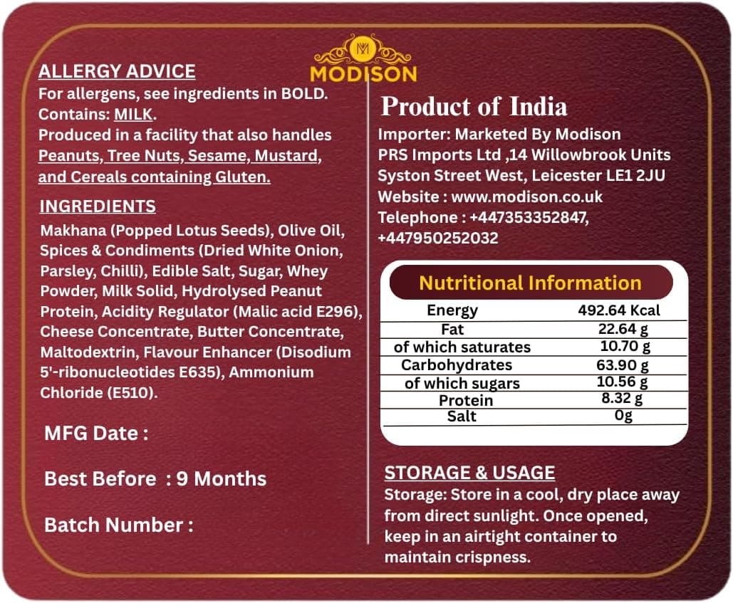 MODISON Roasted Makhana Healthy Snacks Cream Onion 80g product image 9