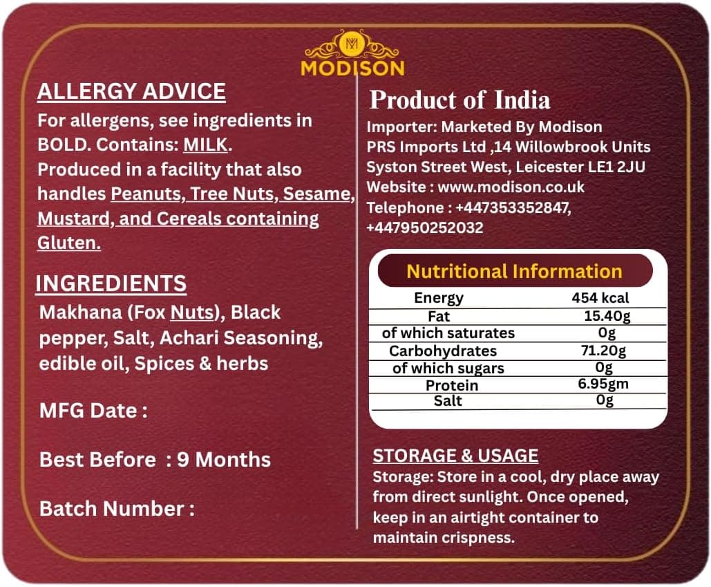 MODISON Roasted Makhana Healthy Snacks Achari Pickle Spice 80g product image 9