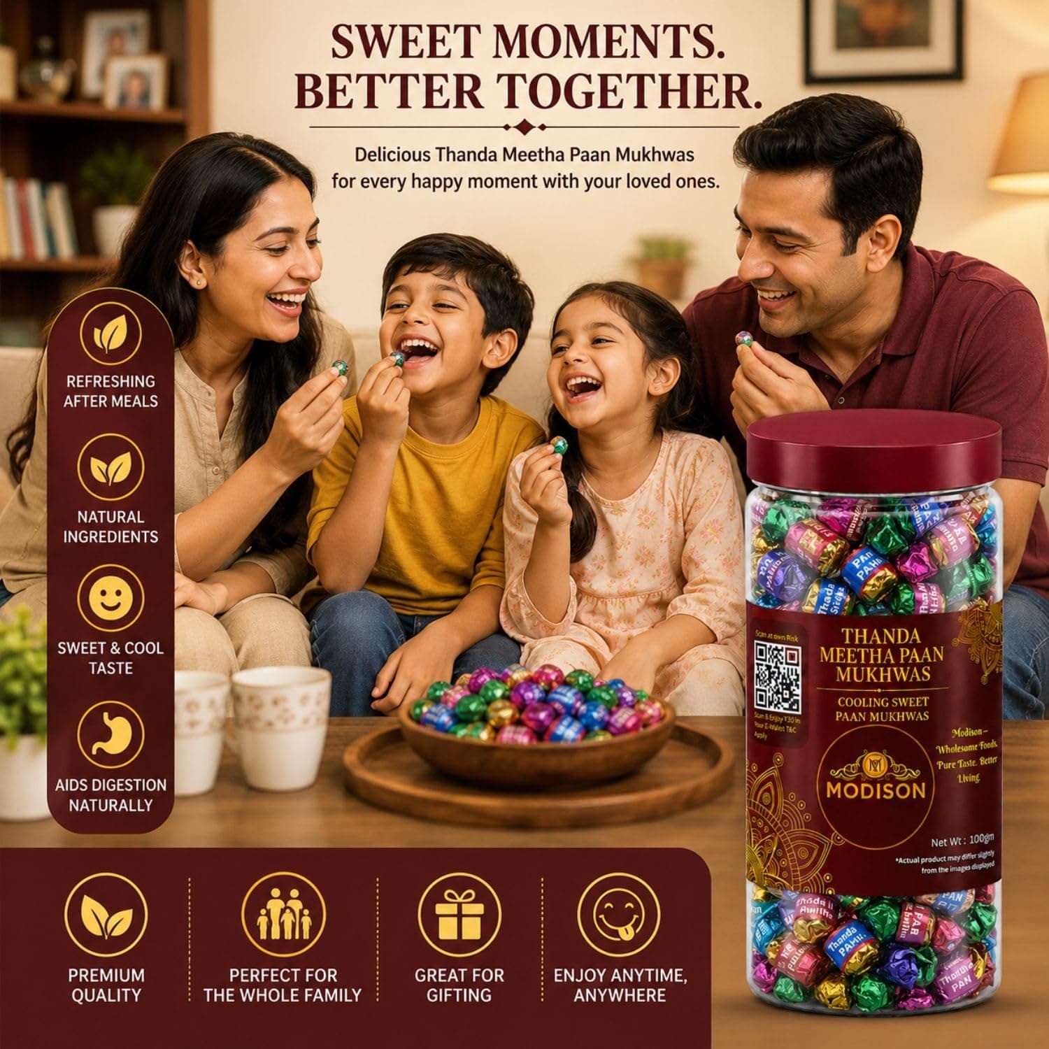 MODISON Thanda Meetha Paan Indian Mouth Freshener Cooling 100g product image 12