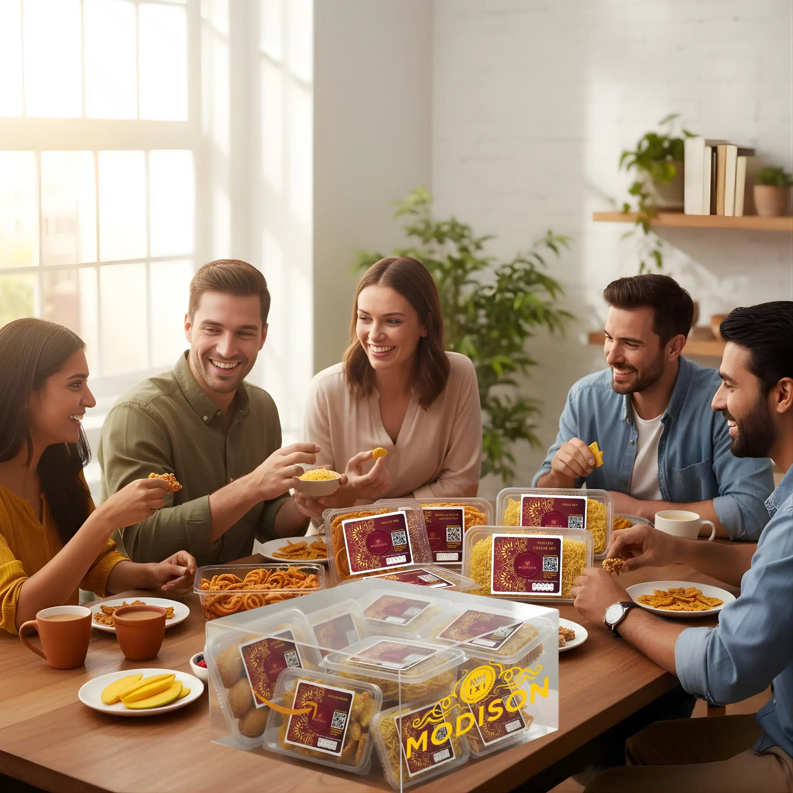 Savory snack packaging from Modison flavor syrups for food products, restaurant supplies, and catering needs.